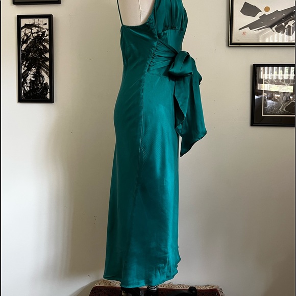 Vintage Teal Silk Arden B Slip Dress L - Picture 3 of 7